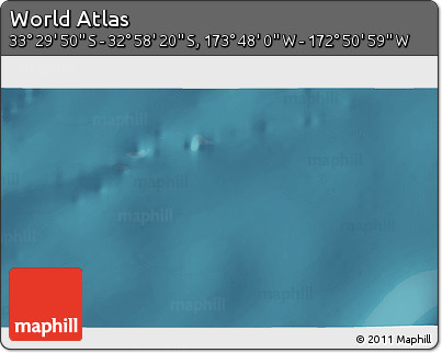 Satellite 3D Map of the Area around 33° 14' 5" S, 173° 19' 29" W