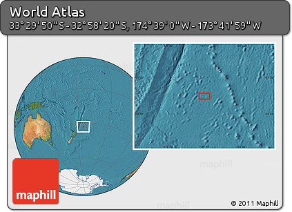 Satellite Location Map of the Area around 33° 14' 5" S, 174° 10' 30" W