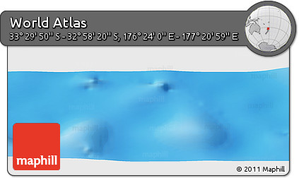Physical Panoramic Map of the Area around 33° 14' 5" S, 176° 52' 30" E