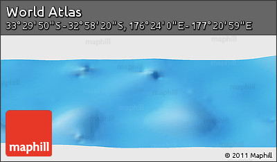 Physical Panoramic Map of the Area around 33° 14' 5" S, 176° 52' 30" E
