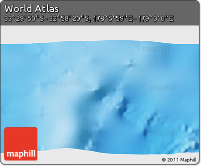 Physical 3D Map of the Area around 33° 14' 5" S, 178° 34' 29" E