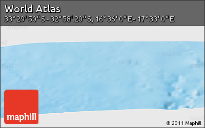 Physical Panoramic Map of the Area around 33° 14' 5" S, 17° 4' 30" E