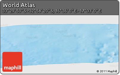 Physical Panoramic Map of the Area around 33° 14' 5" S, 17° 4' 30" E