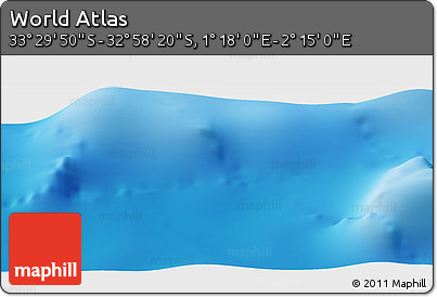 Physical Panoramic Map of the Area around 33° 14' 5" S, 1° 46' 29" E