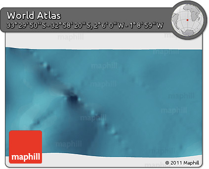 Satellite 3D Map of the Area around 33° 14' 5" S, 1° 37' 30" W