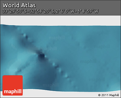 Satellite 3D Map of the Area around 33° 14' 5" S, 1° 37' 30" W