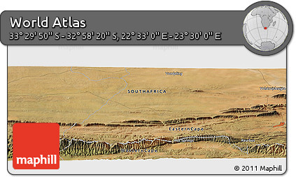 Satellite Panoramic Map of the Area around 33° 14' 5" S, 23° 1' 29" E