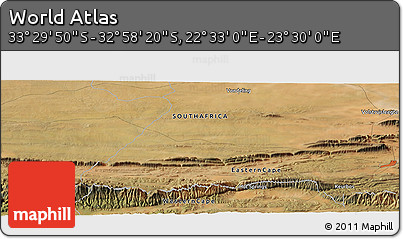 Satellite Panoramic Map of the Area around 33° 14' 5" S, 23° 1' 29" E