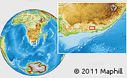 Physical Location Map of the area around 33° 14' 5" S, 24° 43' 30" E