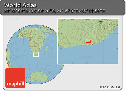 Savanna Style Location Map of the Area around 33° 14' 5" S, 24° 43' 30" E