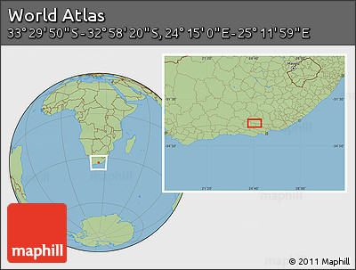 Savanna Style Location Map of the Area around 33° 14' 5" S, 24° 43' 30" E