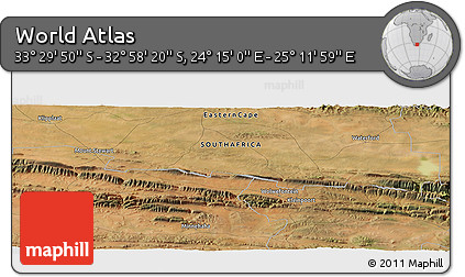 Satellite Panoramic Map of the Area around 33° 14' 5" S, 24° 43' 30" E
