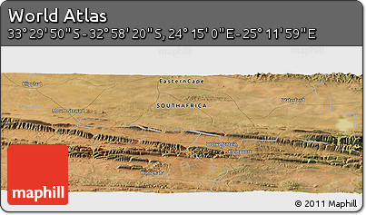 Satellite Panoramic Map of the Area around 33° 14' 5" S, 24° 43' 30" E