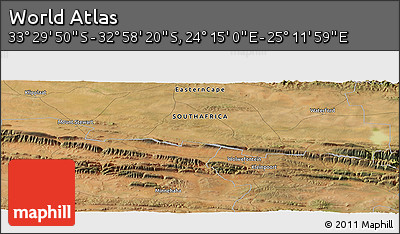 Satellite Panoramic Map of the Area around 33° 14' 5" S, 24° 43' 30" E