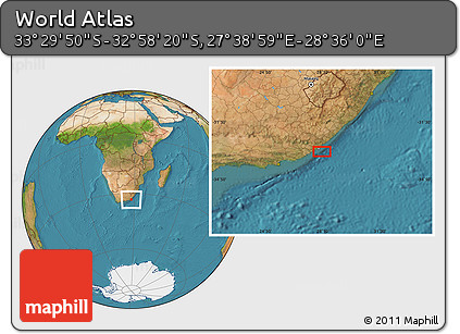Satellite Location Map of the Area around 33° 14' 5" S, 28° 7' 30" E