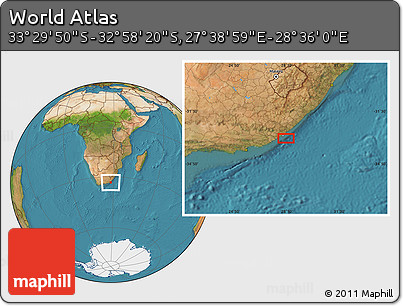 Satellite Location Map of the Area around 33° 14' 5" S, 28° 7' 30" E