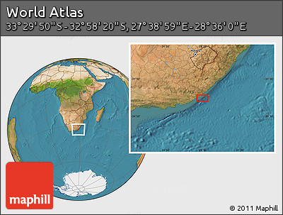 Satellite Location Map of the Area around 33° 14' 5" S, 28° 7' 30" E