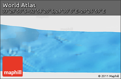 Physical Panoramic Map of the Area around 33° 14' 5" S, 28° 58' 30" E