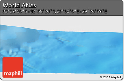 Physical Panoramic Map of the Area around 33° 14' 5" S, 28° 58' 30" E