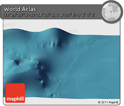 Satellite 3D Map of the Area around 33° 14' 5" S, 2° 37' 30" E