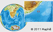 Physical Location Map of the area around 33° 14' 5" S, 30° 40' 29" E