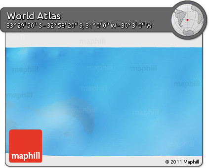 Physical 3D Map of the Area around 33° 14' 5" S, 30° 31' 29" W