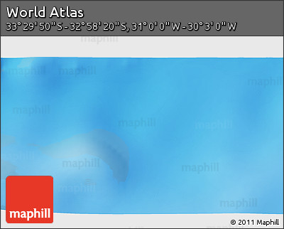 Physical 3D Map of the Area around 33° 14' 5" S, 30° 31' 29" W