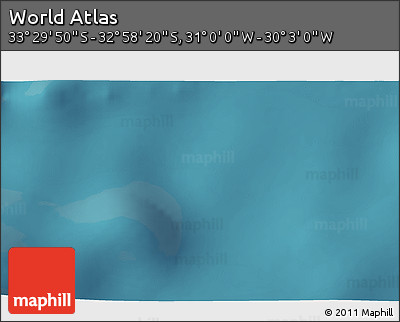 Satellite 3D Map of the Area around 33° 14' 5" S, 30° 31' 29" W