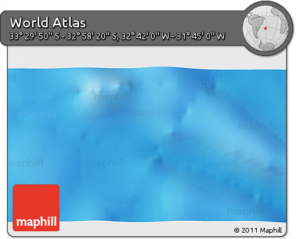 Shaded Relief 3D Map of the Area around 33° 14' 5" S, 32° 13' 30" W