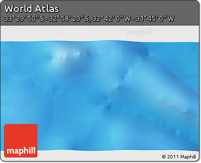Shaded Relief 3D Map of the Area around 33° 14' 5" S, 32° 13' 30" W