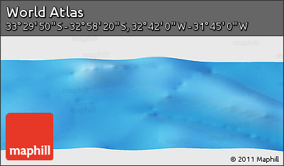 Shaded Relief Panoramic Map of the Area around 33° 14' 5" S, 32° 13' 30" W