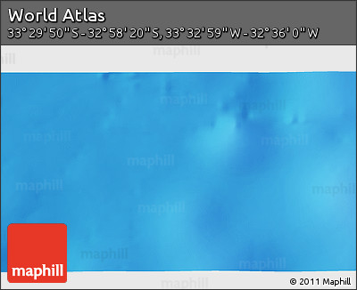 Physical 3D Map of the Area around 33° 14' 5" S, 33° 4' 30" W