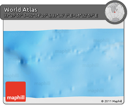 Shaded Relief 3D Map of the Area around 33° 14' 5" S, 34° 4' 30" E