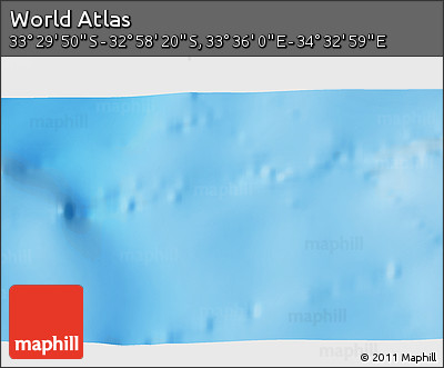 Shaded Relief 3D Map of the Area around 33° 14' 5" S, 34° 4' 30" E