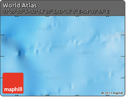 Physical Map of the Area around 33° 14' 5" S, 34° 4' 30" E