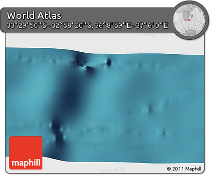 Satellite 3D Map of the Area around 33° 14' 5" S, 36° 37' 30" E