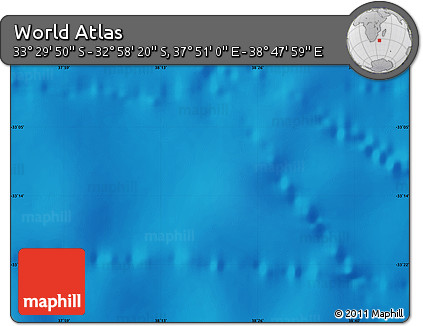 Physical Map of the Area around 33° 14' 5" S, 38° 19' 30" E