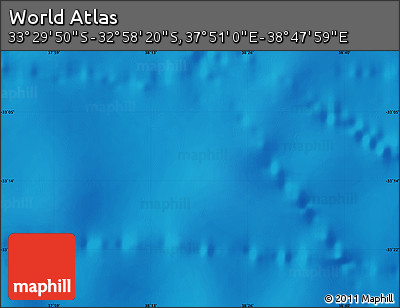 Physical Map of the Area around 33° 14' 5" S, 38° 19' 30" E