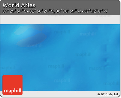 Shaded Relief 3D Map of the Area around 33° 14' 5" S, 38° 10' 29" W