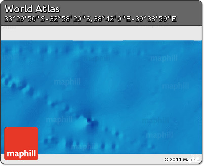 Shaded Relief 3D Map of the Area around 33° 14' 5" S, 39° 10' 29" E