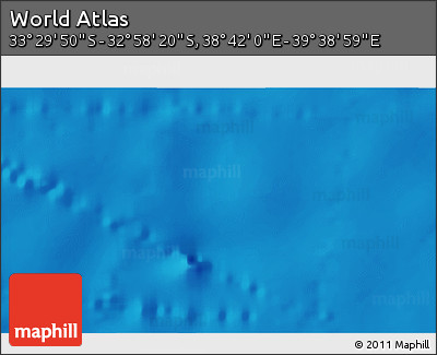 Shaded Relief 3D Map of the Area around 33° 14' 5" S, 39° 10' 29" E