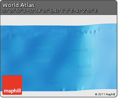 Physical 3D Map of the Area around 33° 14' 5" S, 42° 34' 30" E