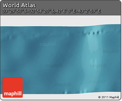 Satellite 3D Map of the Area around 33° 14' 5" S, 42° 34' 30" E