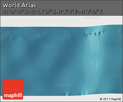Satellite 3D Map of the Area around 33° 14' 5" S, 42° 34' 30" E