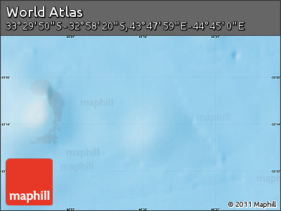 Physical Map of the Area around 33° 14' 5" S, 44° 16' 29" E