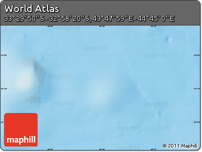 Physical Map of the Area around 33° 14' 5" S, 44° 16' 29" E
