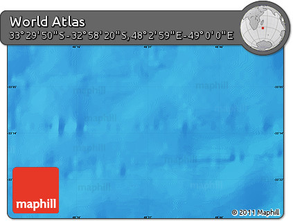 Physical Map of the Area around 33° 14' 5" S, 48° 31' 29" E