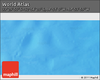 Physical 3D Map of the Area around 33° 14' 5" S, 48° 22' 30" W