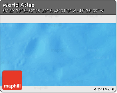Physical 3D Map of the Area around 33° 14' 5" S, 48° 22' 30" W