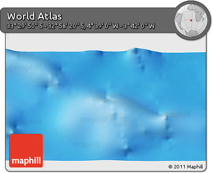 Physical 3D Map of the Area around 33° 14' 5" S, 4° 10' 30" W